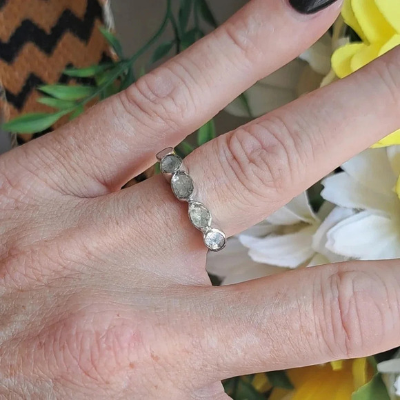 Natural Polki-Sliced Diamond Ring In 925 Sterling Silver. - Picture 5 of 11